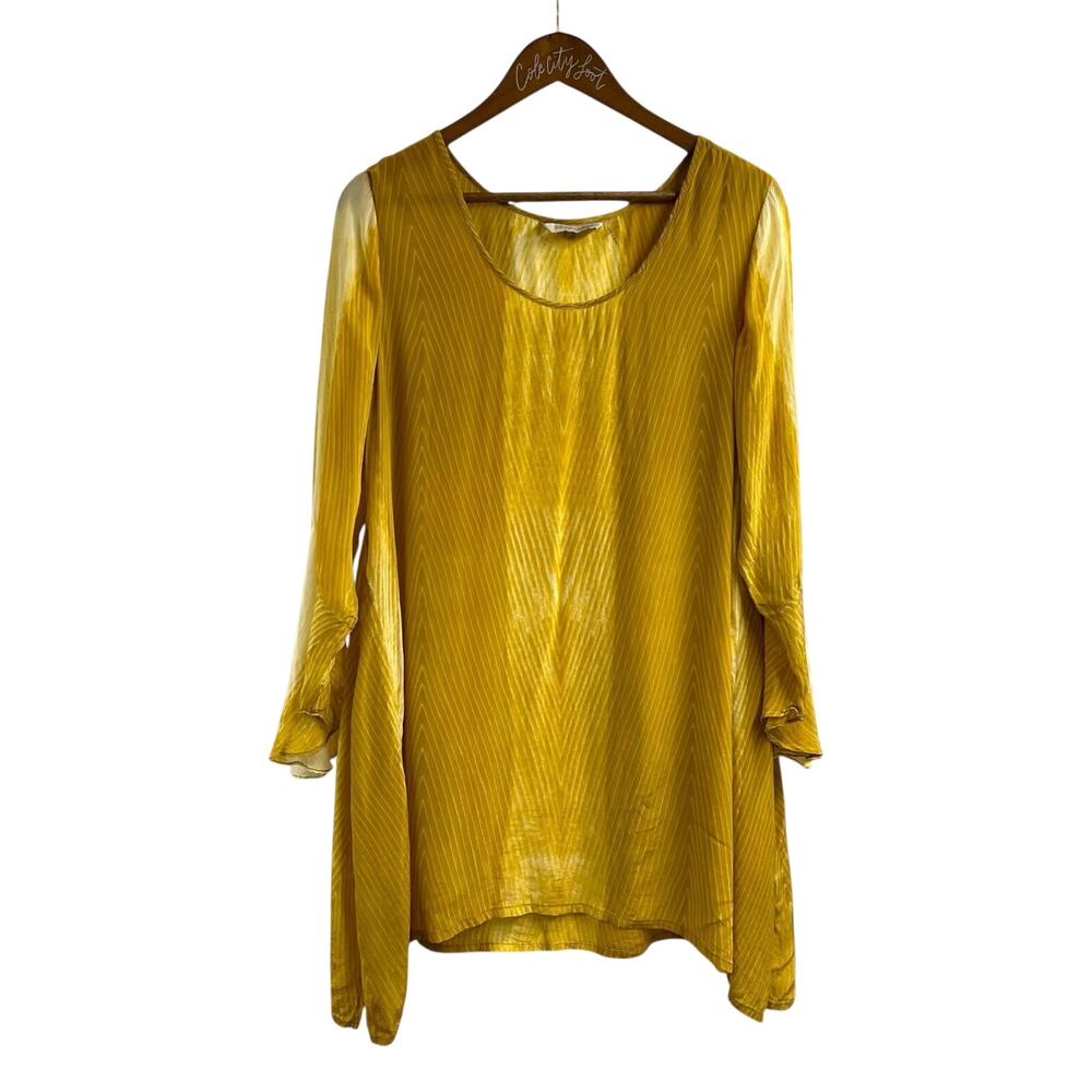 Soft Surroundings Silky Yellow Tunic Top Medium Asymmetrical